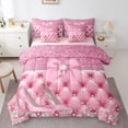 thumbnail image 1 of Feelyou Pink High Heel Bedding Comforter Set 7pcs for Girls, Princess Sequin Print Queen Bedding Sets, Chic Glitter Diamond Reversible Queen Sheet Sets, Lightweight Room Decor, 1 of 7