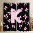 thumbnail image 1 of Feelyou Pink Initial K Letter Black Out Curtains, Princess Cartoon Ribbon Curtains Pack of 2 (42x63 Each), Fashion Buffalo Bowknot Bedroom Curtains, Blackout Curtains Bedroom Decor, 1 of 6