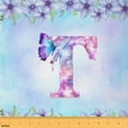 thumbnail image 1 of Feelyou Pink Initial Letter Fabric by the Yard 1 Yard, Monogrammed T Home Decor Fabric by the Yard, Kids Floral Butterfly Sewing Fabric, Lightweight Room Decor, 1 of 6