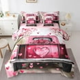 thumbnail image 1 of Feelyou Pink Love Heart Comforter Set 7pcs, Happy Valentines Day Queen Bedding Sets, 1 of 8