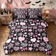 thumbnail image 1 of Feelyou Pink Love Heart Full Size Bedding Sets, Chic Zebra Print Bow Graffiti Full Size Bed in a Bag, Black Reversible, 7 Pieces, 1 of 7