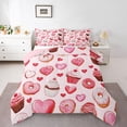 thumbnail image 1 of Feelyou Pink Love Heart Twin Comforter Sets, Dessert Cake Donut Bedding Set, 2pcs, 1 of 8