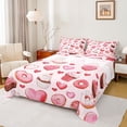 thumbnail image 1 of Feelyou Pink Love Heart Twin Sheet Sets, Dessert Cake Donut Bedding, 3pcs, 1 of 7