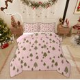 thumbnail image 1 of Feelyou Pink Merry Christmas Full Size Comforter Sets, Cartoon Green Tree Bedding Comforter Set, Kids Teens Boys Girls Reversible Bedding Sets, Luxury Bedroom Decor, 3pcs, 1 of 8