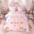 thumbnail image 1 of Feelyou Pink Monogrammed Comforter Set 7pcs, Giraffe Tiger Animal Queen Bedding Sets, 1 of 8