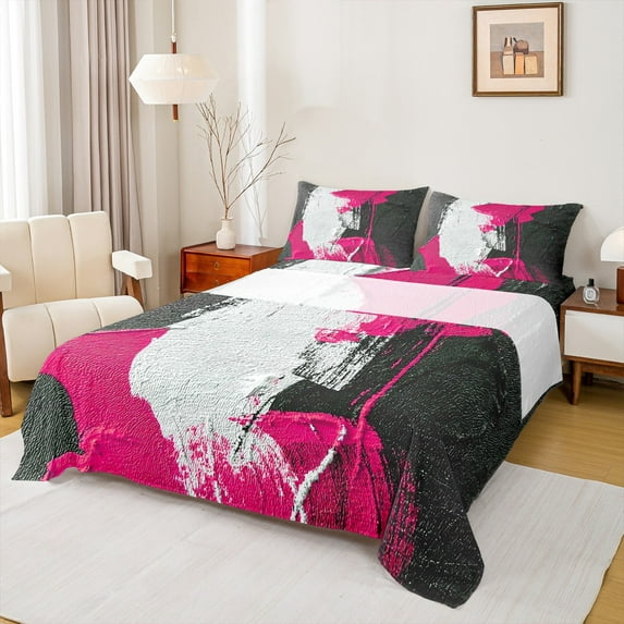 Feelyou Pink Oil Printing Twin Sheet Sets, Modern Fashion Artwork Twin Fitted Sheet, Teen Kid Adult Flat Sheet, Ultra Soft Home Decor, 3-Piece