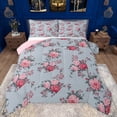 thumbnail image 1 of Feelyou Pink Peony Flower Full Size Comforter Sets for Female, Romantic Floral Bedding Comforter Set, Retro Bohemian Fashion Reversible Bedding Sets, Luxury Bedroom Decor, 3pcs, 1 of 8