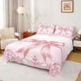 thumbnail image 1 of Feelyou Pink Princess Bowknot Bed Sheets, Bohemian Damask Flower King Sheets, Western Fashion Bow Sheet Set, Super Cozy Room Decor, 4-Piece, 1 of 7