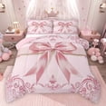 thumbnail image 1 of Feelyou Pink Princess Bowknot Bedding Comforter Set, Bohemian Damask Flower Twin Comforter Sets, Western Fashion Bow Reversible Bedding Set, Super Cozy Room Decor, 2-Piece, 1 of 9