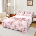 thumbnail image 1 of Feelyou Pink Princess Bowknot Queen Sheet Sets, Bohemian Damask Flower Flat Sheet, Western Fashion Bow Queen Fitted Sheet, Super Cozy Room Decor, 4-Piece, 1 of 7