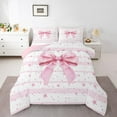 thumbnail image 1 of Feelyou Pink Princess Bowknot Twin Comforter Sets, Cartoon Stars Lines Bedding Set, 2pcs, 1 of 8