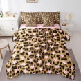 thumbnail image 1 of Feelyou Pink Stars Plum Bedding Comforter Set 7pcs, Modern Cheetah Print King Bedding Sets, 1 of 8