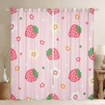 thumbnail image 1 of Feelyou Pink Strawberry Kids Blackout Curtains Set of 2 (52x84 Each), Kawaii Flower Floral Window Curtains, Princess Style Curtains and Drapes, Living Room Curtains Decor, 1 of 6