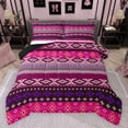 thumbnail image 1 of Feelyou Pink Triangle Aztec Queen Comforter Set, Boho Rustic Farmhouse Bedding Sets, Mandala Western Fashion Reversible Bedding Comforter Set, Luxury Bedroom Decor, 3pcs, 1 of 8