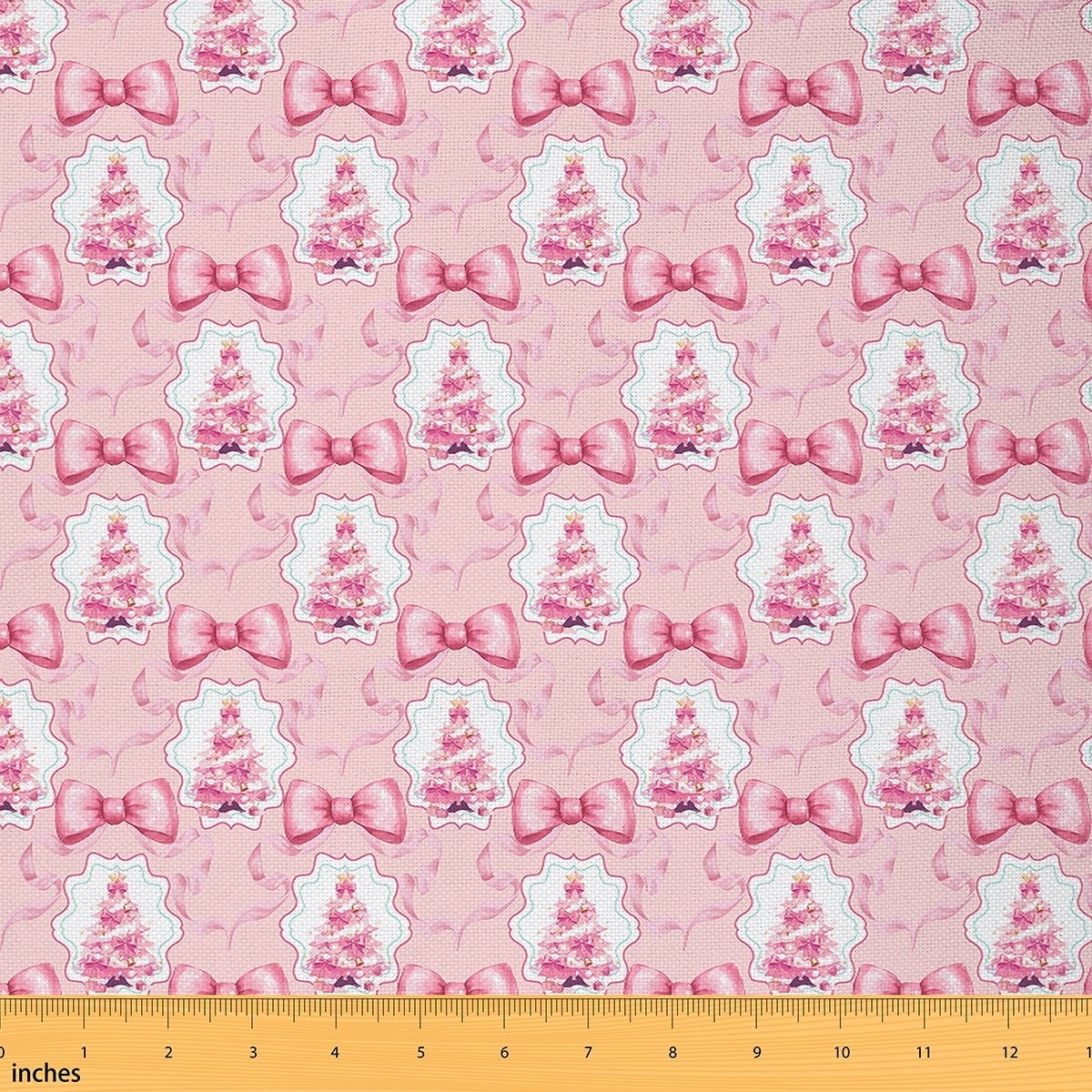 Feelyou Pink Xmas Tree Fabric by the Yard 1 Yard for Kids, Merry Christmas Sewing Fabric, Princess Fairy Tale Home Decor Fabric by the Yard, Super Cozy Room Decor