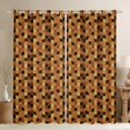 thumbnail image 1 of Feelyou Pixel Grid Miners Curtains Pack of 2 (42x84 Each), Brown Curtains Blackout, 1 of 6