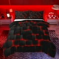 thumbnail image 1 of Feelyou Pixel Grid Miners Full Size Comforter Sets, Video Games Plaid Lattice Bedding Comforter Set, Modern Honeycomb Abstract Reversible Bedding Sets, Lightweight Room Decor, 3 Pieces, 1 of 8
