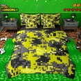 thumbnail image 1 of Feelyou Pixelate Miner Comforter Set 7pcs, Retro Yellow Camouflage Full Bedding Set, 1 of 8