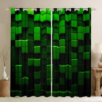 Feelyou Pixelate Miner Game Black Out Curtains, Check Video Games Curtains Pack of 2 (42x63 Each), Gamepad Camo Black Green Bedroom Curtains, Curtains and Drapes Home Decor