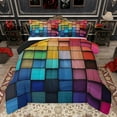 thumbnail image 1 of Feelyou Pixelate Miner Teens Bedding Comforter Set, Colorful Square Abstract Twin Comforter Sets, Modern Fashion Art Reversible Bedding Set, Breathable Home Decor, 2-Piece, 1 of 8