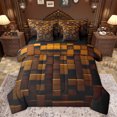 thumbnail image 1 of Feelyou Pixelated Blocks Miners Bedding Comforter Set 7 Pieces, Brown Grid Patchwork Full Bedding Set, Modern Video Gamepad Reversible Fitted Sheet Flat Sheet, Super Cozy Room Decor, 1 of 7