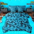 thumbnail image 1 of Feelyou Pixelated Blocks Miners Bedding Comforter Set 7pcs, Blue Abstract Full Bedding Set, 1 of 8