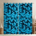 thumbnail image 1 of Feelyou Pixelated Blocks Miners Black Out Curtains, Blue Curtains Pack of 2 (42x63 Each), 1 of 6