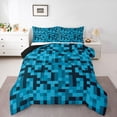 thumbnail image 1 of Feelyou Pixelated Blocks Miners Full Size Comforter Sets, Blue Abstract Bedding Sets, 3pcs, 1 of 8