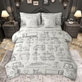 thumbnail image 1 of Feelyou Plane Aircraft Print Bedding Comforter Set 7pcs for Kids, Grey Car Train Truck Queen Bedding Sets, Cartoon Vehicle Theme Reversible Queen Sheet Sets, Super Cozy Room Decor, 1 of 8