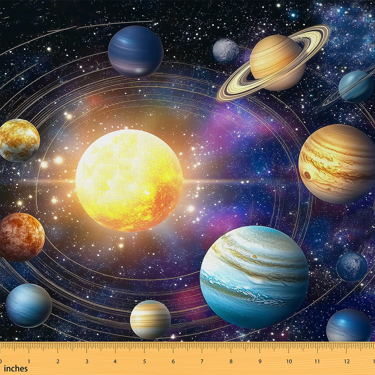 Feelyou Planet Track Kid Fabric by the Yard 1 Yard, Cartoon Outer Space ...