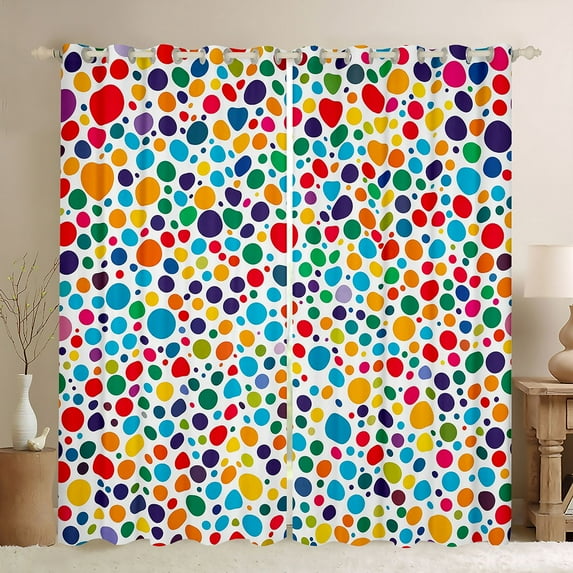 Feelyou Polkadot Abstract Curtains Pack of 2 (42x84 Each), Artwork Curtains Blackout