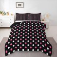 thumbnail image 1 of Feelyou Polkadots Teen Twin Comforter Sets, Black Pink Abstract Bedding Set, 2pcs, 1 of 8