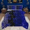 thumbnail image 1 of Feelyou Princess Blue Ribbon Bedding Comforter Set for Kids, Fashion Bowknot Bow-tie Twin Comforter Sets, Leopard Cheetah Print Reversible Bedding Set, Lightweight Room Decor, 2 Pieces, 1 of 8