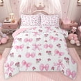 thumbnail image 1 of Feelyou Princess Bow Full Size Comforter Sets, Rustic Rose Flower Bedding Sets, 3pcs, 1 of 8