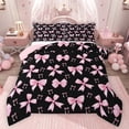 thumbnail image 1 of Feelyou Princess Bow-tie Kids Twin Comforter Sets, Black Pink Cartoon Bedding Set, 2-Piece, 1 of 8