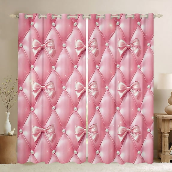 Feelyou Princess Bowknot Blackout Curtains Set of 2 (52x84 Each), Fairy Window Curtains