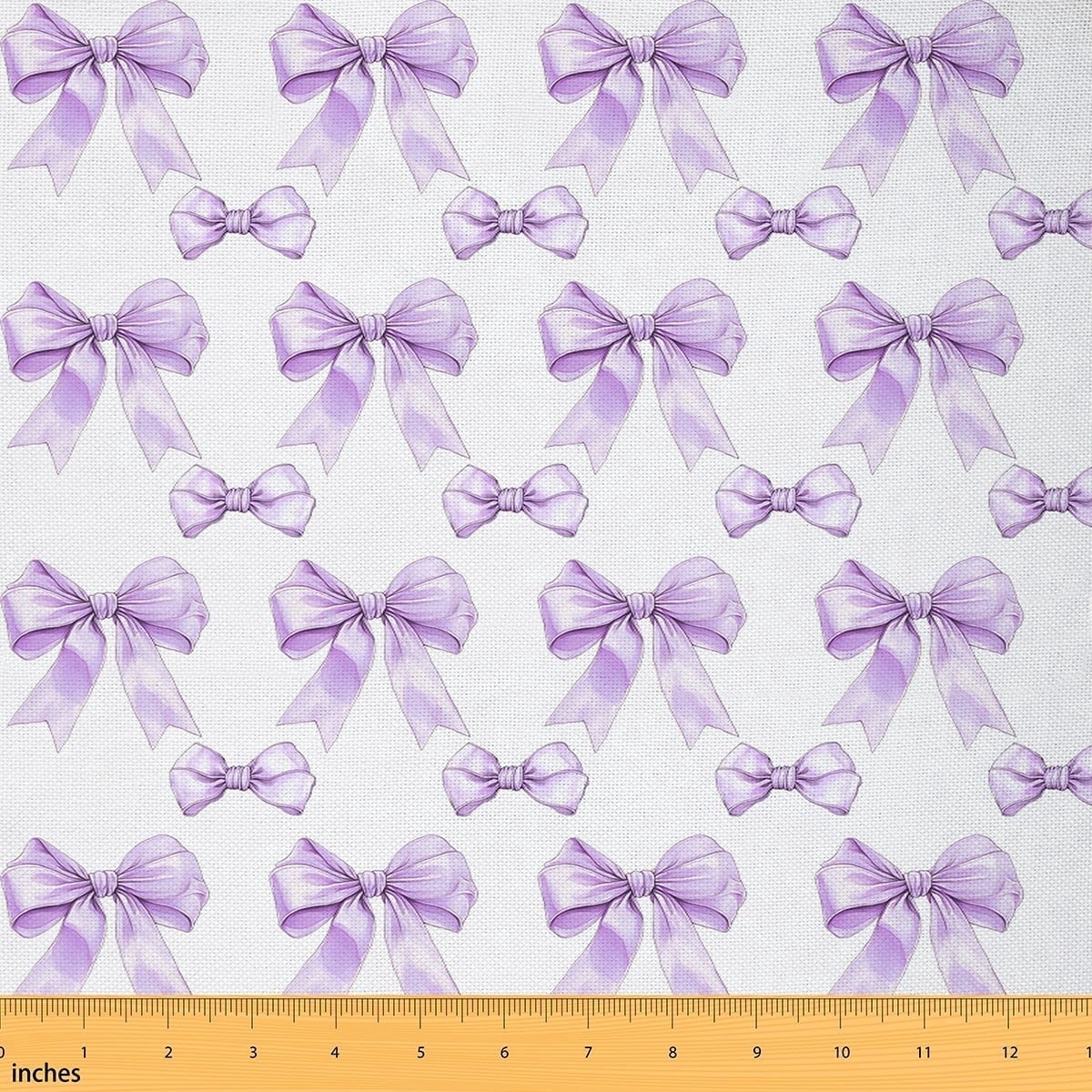 Feelyou Princess Bowknot Fabric by the Yard 1 Yard for Teens, Kawaii Purple Bow Room Decor Fabric by the Yard, Cartoon Ribbon Fabric for Sewing, Super Cozy Room Decor