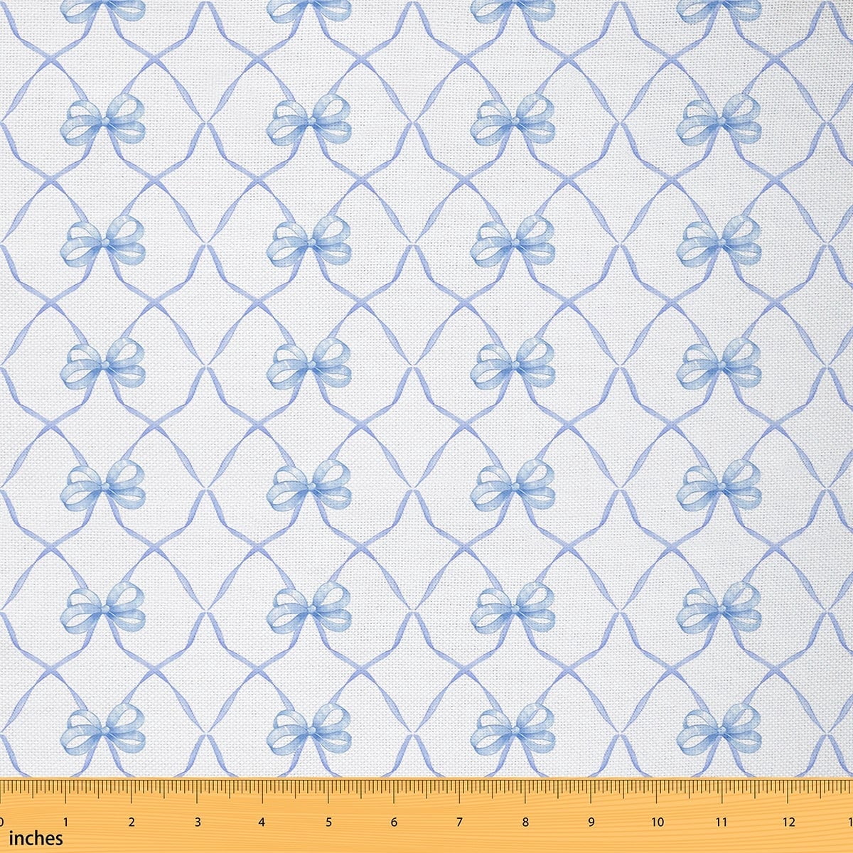 Feelyou Princess Bowknot Kids Fabric by the Yard 3 Yards, Blue Stripes Sewing Fabric, Cartoon Ribbon Home Decor Fabric by the Yard, Ultra Soft Home Decor