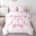 thumbnail image 1 of Feelyou Princess Bowknot Kids Twin Bedding Sets 7-Piece, Modern Fashion Ribbon Bedding Comforter Set, Watercolor Bow-tie Reversible Sheet Sets, Ultra Soft Bedroom Decor, 1 of 8