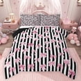 thumbnail image 1 of Feelyou Princess Bowknot Teens Twin Comforter Sets, Black Pink Fashion Bedding Set, 2pcs, 1 of 8