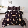 thumbnail image 1 of Feelyou Princess Crown Bedding Comforter Set for Teens, Cartoon Chess Print Twin Comforter Sets, King and Queen Reversible Bedding Set, Luxury Bedroom Decor, 2 Pieces, 1 of 8