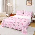 thumbnail image 1 of Feelyou Princess Cute Bow Twin Sheet Sets, Romantic Pink Rose Bedding, 3-Piece, 1 of 7