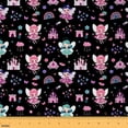 thumbnail image 1 of Feelyou Princess Fairy Fabric by the Yard 10 Yards for Kids, Castle Stars Rainbow Room Decor Fabric by the Yard, Black Pink Cartoon Fabric for Sewing, Luxury Bedroom Decor, 1 of 6