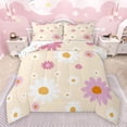 thumbnail image 1 of Feelyou Princess Groovy Flower Queen Comforter Set, Cartoon Daisy Floral Bedding Sets, Teens Kids Girls Women Reversible Bedding Comforter Set, Luxury Bedroom Decor, 3 Pieces, 1 of 8