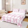 thumbnail image 1 of Feelyou Princess Kawaii Bow Full Size Sheets for Kids, Pink Buffalo Plaid Bed Sheets, Cute Bowknot Theme Sheet Sets, Ultra Soft Bedroom Decor, 4-Piece, 1 of 7
