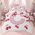 thumbnail image 1 of Feelyou Princess Monogrammed C Bedding Comforter Set, Fashion Ribbon Cherry Twin Comforter Sets, Teens Kids Girls Women Reversible Bedding Set, Lightweight Room Decor, 2-Piece, 1 of 8