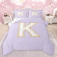 thumbnail image 1 of Feelyou Princess Monogrammed K Queen Comforter Set for Teens, Kawaii Cartoon Letter Bedding Sets, Modern Fashion Lines Reversible Bedding Comforter Set, Breathable Home Decor, 3-Piece, 1 of 8