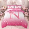 thumbnail image 1 of Feelyou Princess Monogrammed N Twin Comforter Sets, Kids Bow Letter Bedding Set, 2pcs, 1 of 8