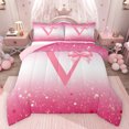 thumbnail image 1 of Feelyou Princess Monogrammed V Twin Comforter Sets, Kids Bow Letter Bedding Set, 2 Pieces, 1 of 8
