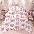 thumbnail image 1 of Feelyou Princess Pink Bowknot Full Size Comforter Sets for Kids, Cartoon Ribbon Ribbon Bedding Comforter Set, Cute Bow-tie Theme Reversible Bedding Sets, Ultra Soft Bedroom Decor, 3 Pieces, 1 of 9